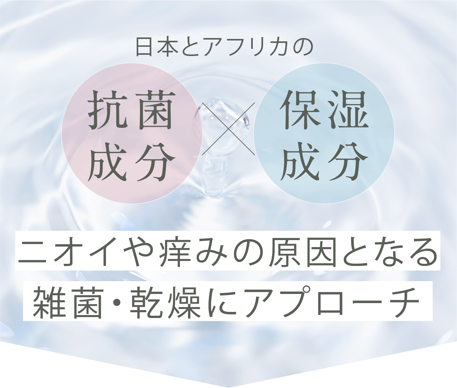 日本とアフリカの抗菌成分×保湿成分。ニオイや痒みの原因となる雑菌・乾燥に直接アプローチ